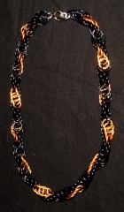 Dual Spiral Necklace in AA Black and Orange