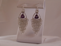 Sterling Silver Earrings with Amethyst Trillions