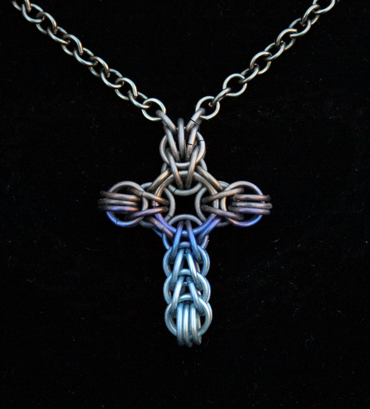 Hand Anodized Titanium Cross