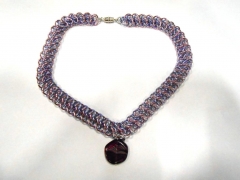 Lavender and Pink GSG Choker with Purple glass pendant
